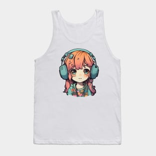 Cute headphone anime girl Tank Top